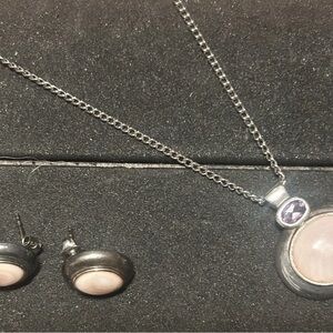 Sterling Silver Pendant And Necklace W Matching Earrings Total 9.08 Grams